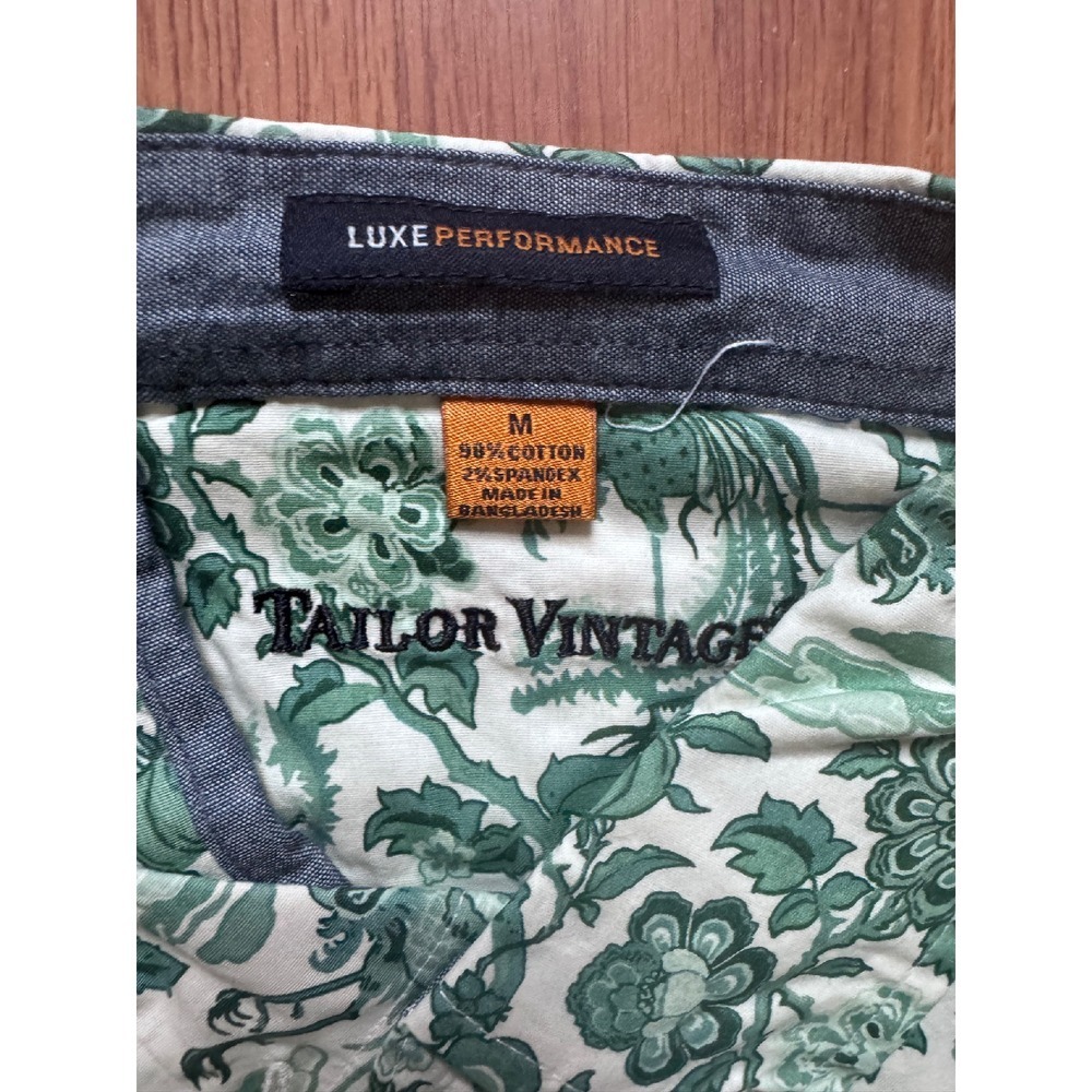 Tailor Vintage Floral Print Short Sleeve Button Up Luxe Performance Shirt M - Picture 5 of 5